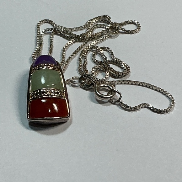 Ross Simmons Sterling Silver Multi Gem Pendant Necklace. 19 inches long - Picture 7 of 7